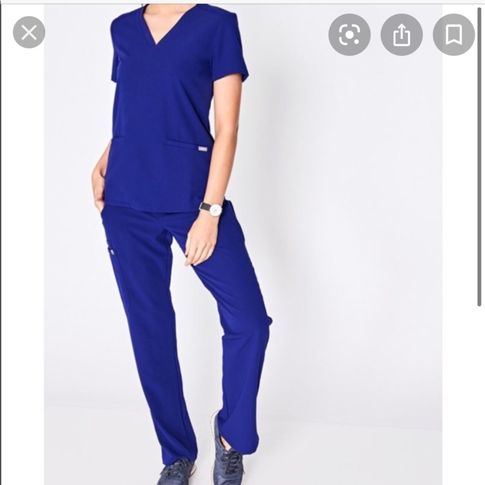 Figs Deep Blue Casma Top and Kade Pant